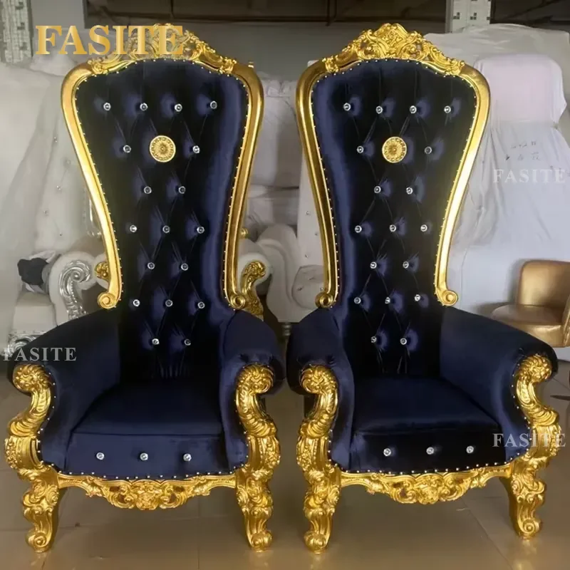 Luxury High Quality King Throne Chair Royal Style Cheap Gold Wedding Chair for Bride and Groom