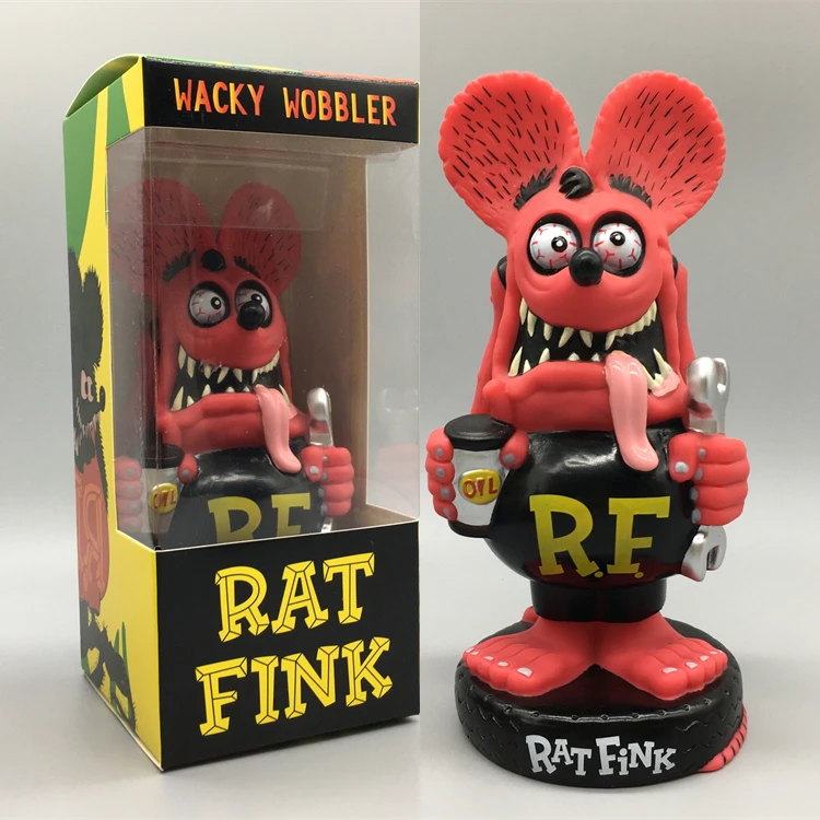 17cm Rat Fink Action Figures Car Repairer Car Shake Head Doll locomotiva cultura simbolo Old School Pvc Anime Figures Desk Decora