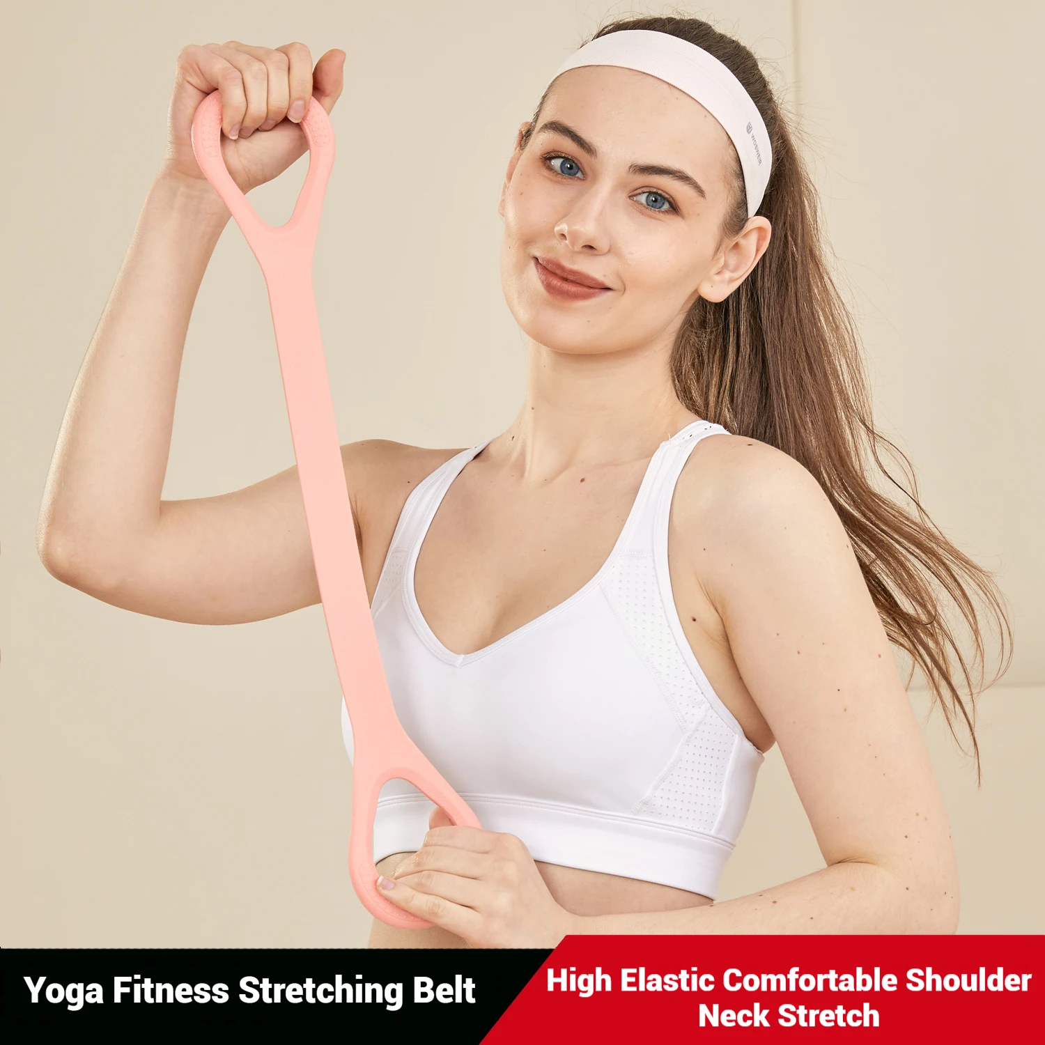 WOSWEIR Rally Figure Eight Elastic Band Soft Tension Yoga Stretching Tool for Women Indoor Home Back Leg And Shoulder Exercises