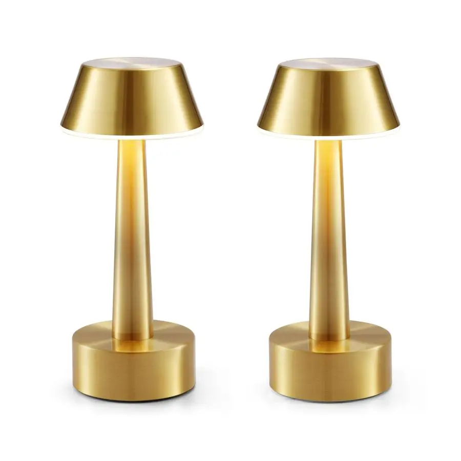 

Pack Small Cordless Table Lamp, Battery Operated Gold Lamp for Restaurant Dinner Table, Rechargeable 3Way Dimmable Touch Light P