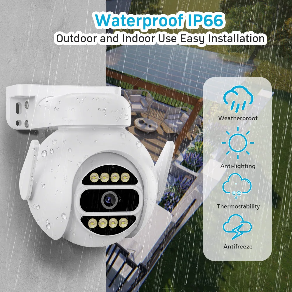 4MP 1440P iCsee  APP  Full Color Dual Light Source Wireless PTZ IP Camera Auto Tracking Security Alarm Baby Monitor