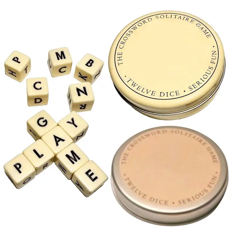 The Crossword Solitaire Game Multi Functional Dice Wooden Letter Collage Travel Portable Spelling Game Crossword Puzzle