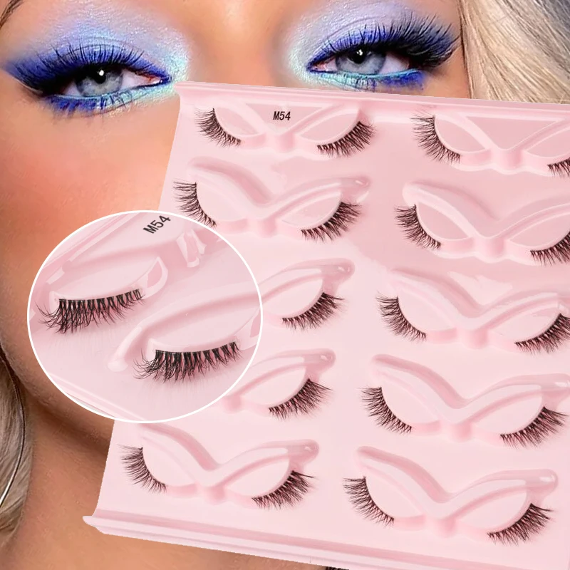 3/5/10 Pairs Half Lashes Fox Eye Wispy Fluffy Faux Cils Makeup Natural Winged Fake Eyelashes Wholesale Half Lashes maquillaje