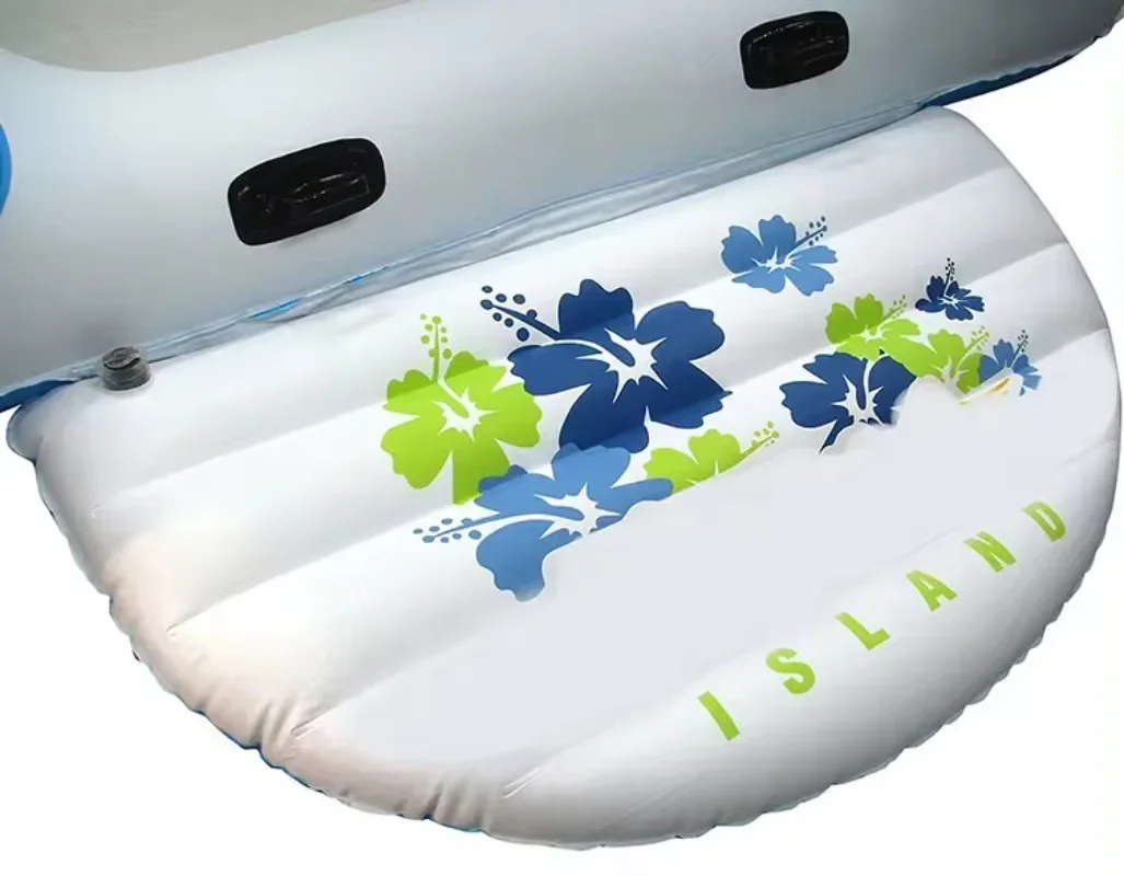 Tropical Tahiti Lounge Floating Inflatable Island Raft With Canopy