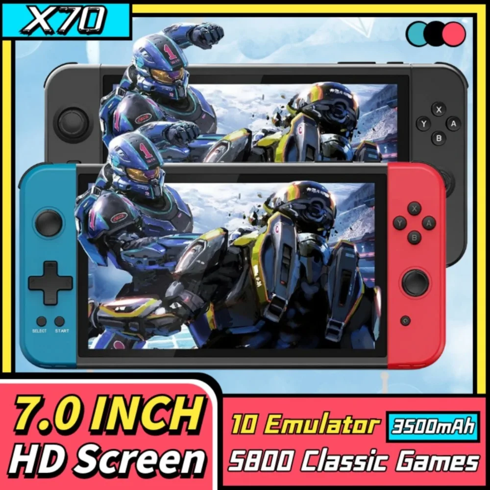 X70 Handheld Game Console 5800 Games 10 Classic Emulator Children Portable Video Gaming Console Kids Mini Retro Game Machine