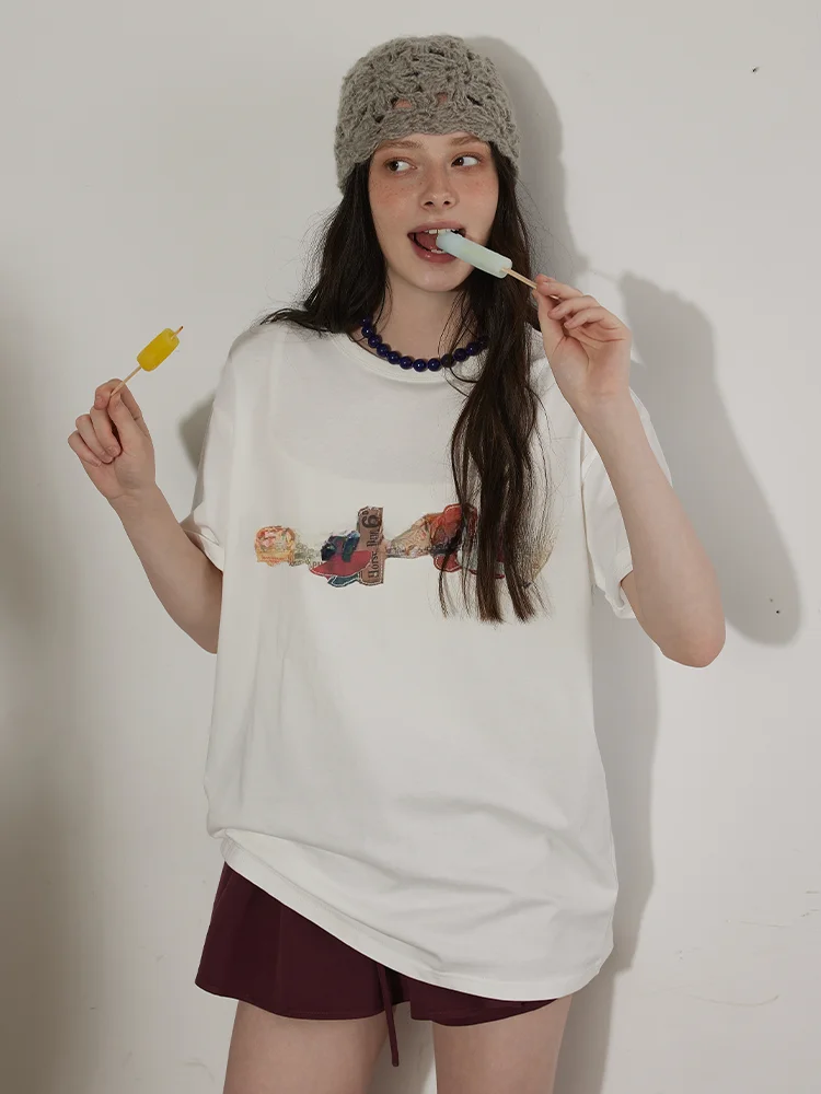 

Lofi Choose Женская белая футболка с забавным принтом, летняя повседневная свободная универсальная футболка круглого цвета Ne ort Sve Regular Fit