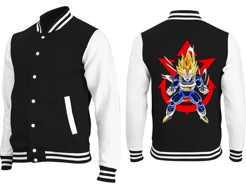 

Dragon Ball 2025 New Super Saiyan Vegeta Anime Manga Print One-Piece Baseball Jacket Men's Casual Fashion Fall/Winter Top