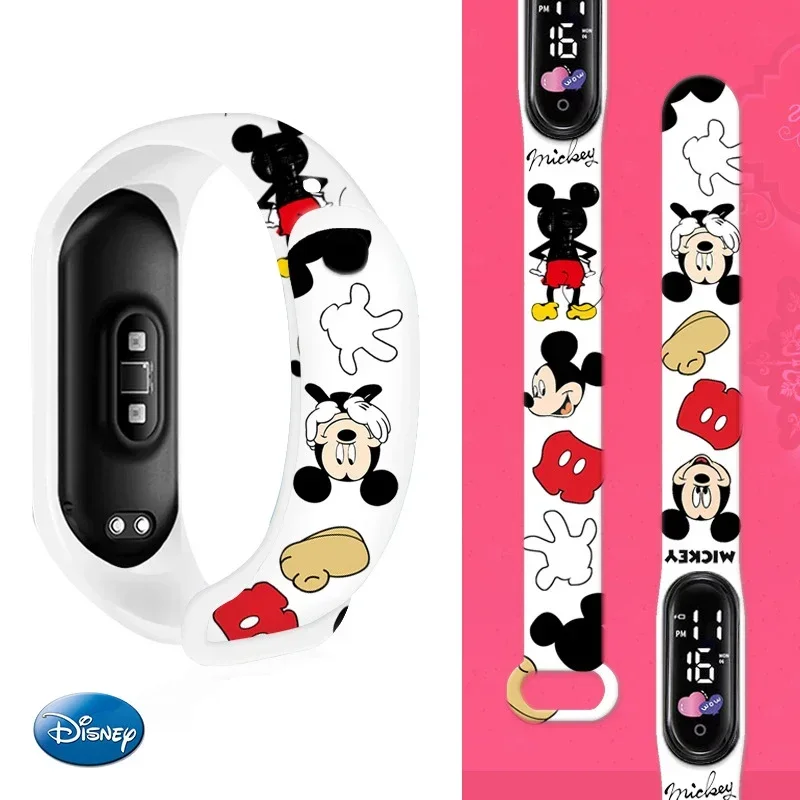 Disney Mickey Minnie Mouse Kids' Watches Cartoon Character Figures LED Touch Waterproof Electronic Kids Watch Birthday Gifts Toy