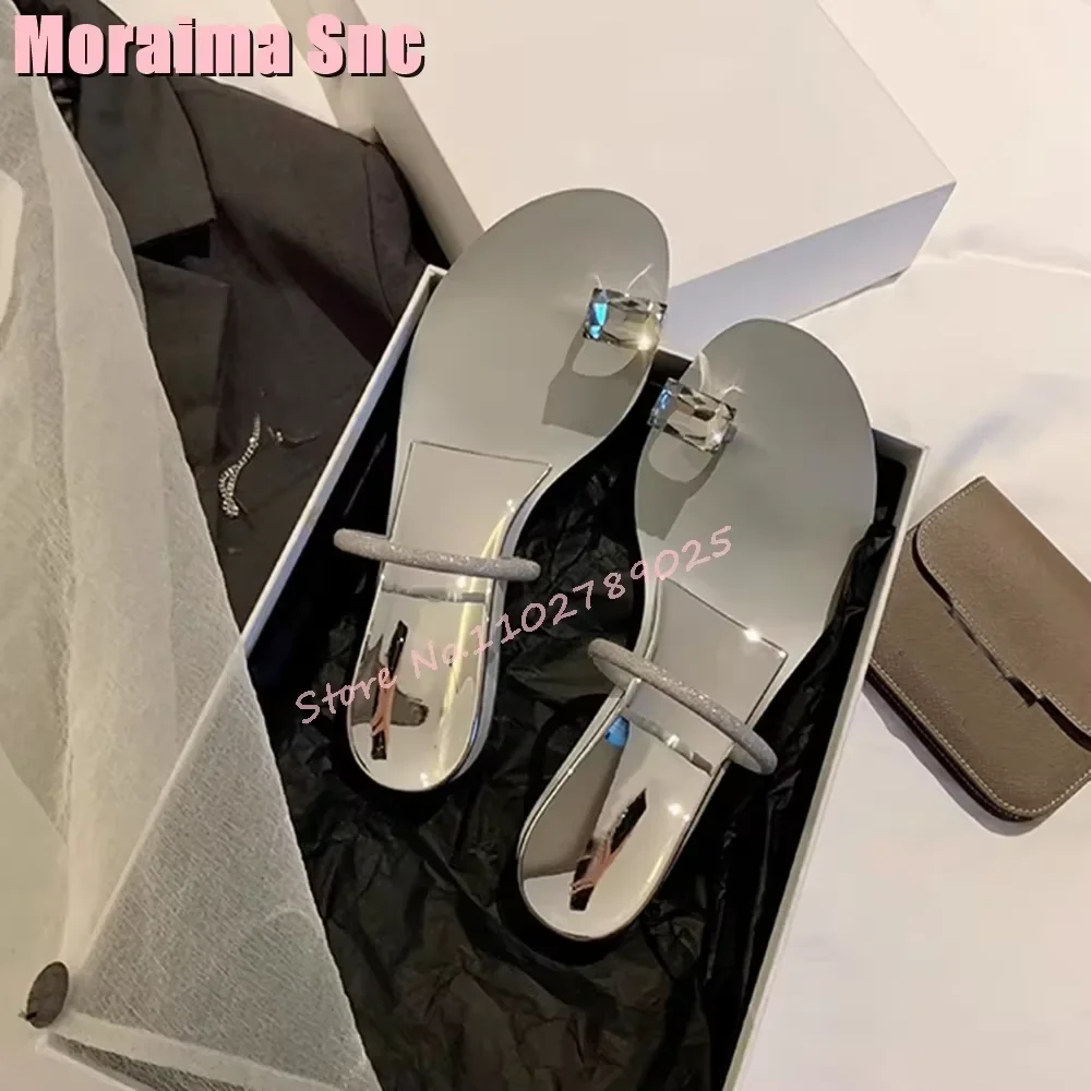 

Luxury Rhinestone Bling Clip Toe Slides Bling Strap Sexy Fashion Round Toe Women's Slippers Summer Shoes Casual Outdoor 2024 New