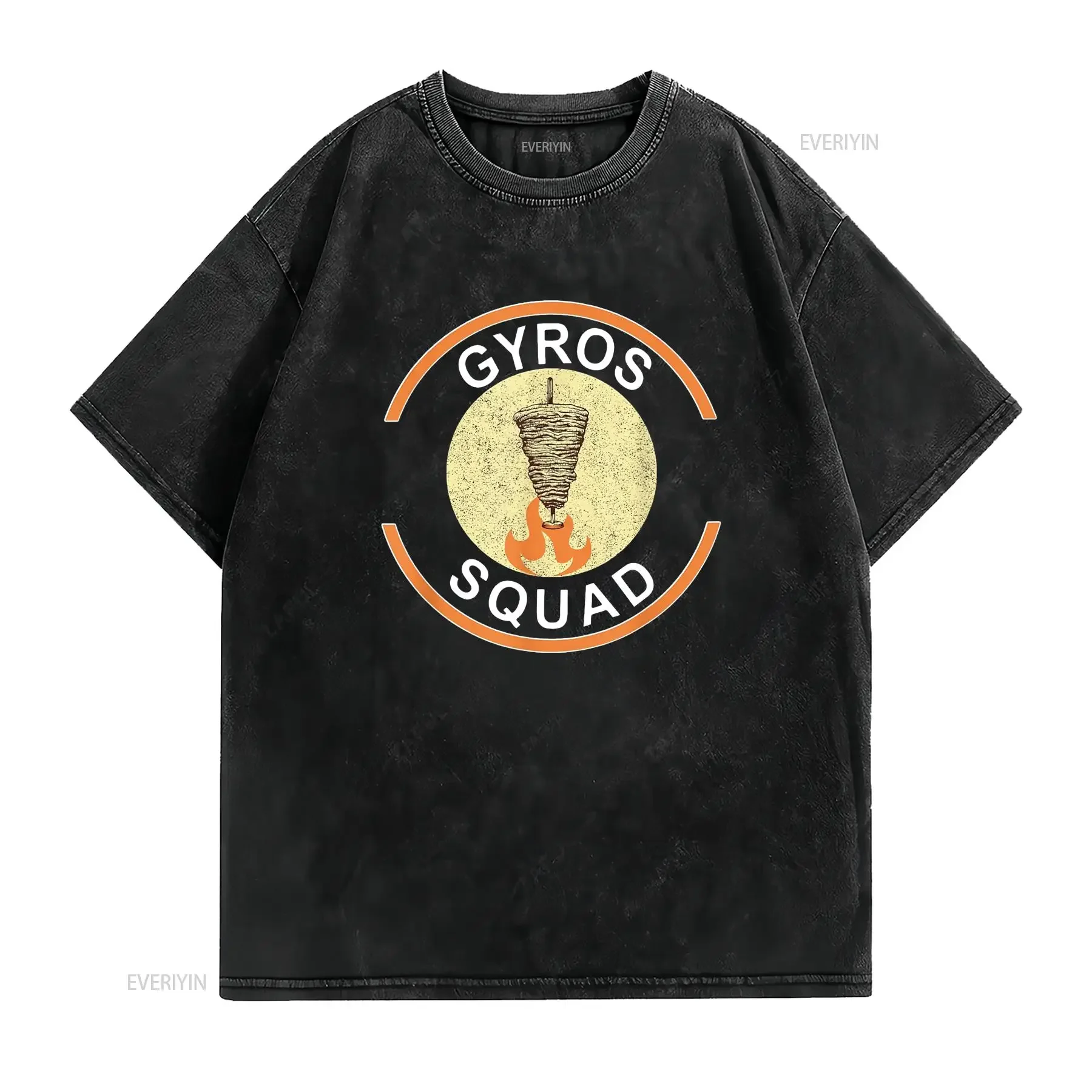 Womens Gyros Squad Fun Meat Greek Grill Food T Shirt Black X Large vintage Washed Top For Everyday Wear Stretched homme graphic