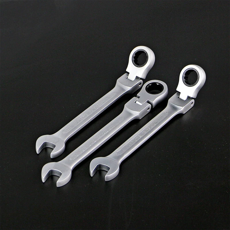 19mm Metal Flexible Head Ratchet Wrench Open End and Ring Combination Quick Universal Spanner Hand Tool