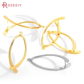 6 uds 14x38MM 24K Color oro latón ovalado pendiente conector encantos alta calidad Diy joyería suministros pendientes Accesorios