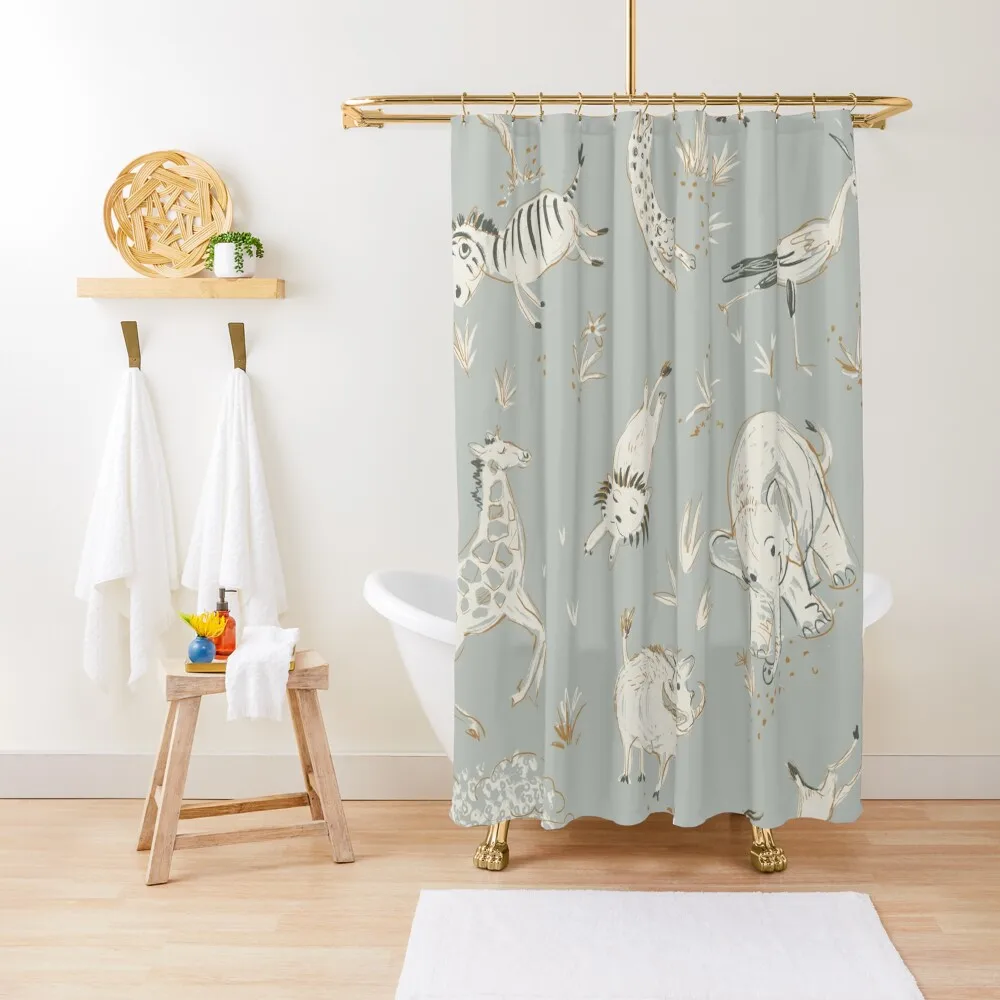 Safari Animals in Comfort Grey Shower Curtain Curtain For Bath