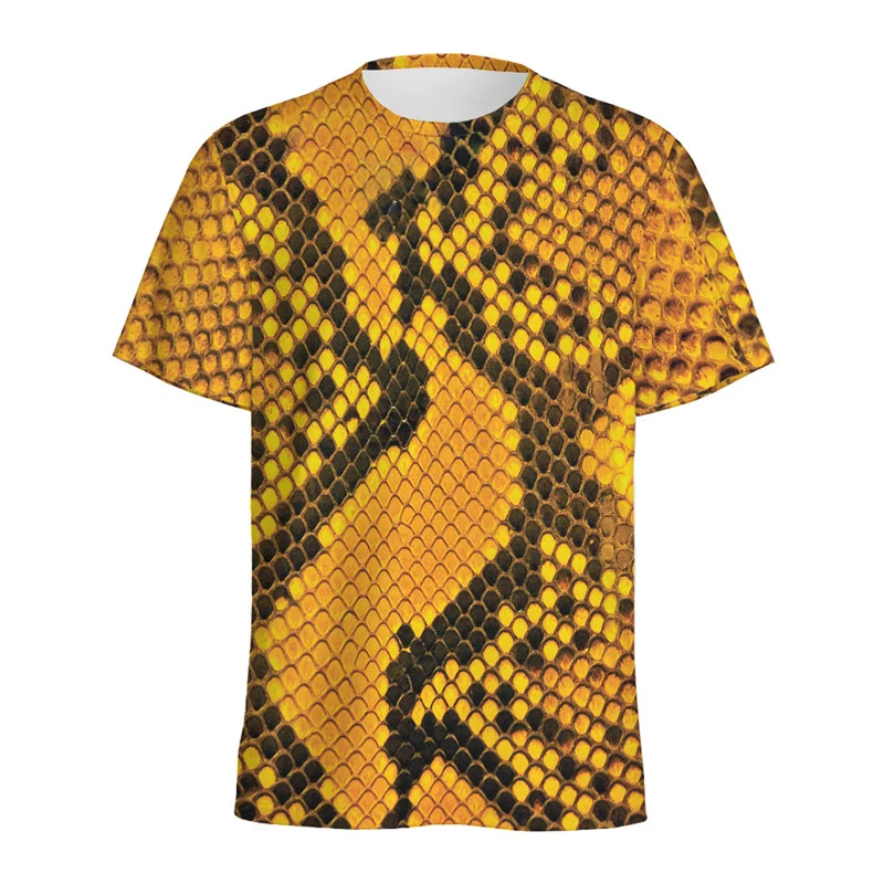 Fashion Snake Scales Pattern T-shirt For Men 3D Printed Animal Skins Graphic Round Neck Tee Shirt Tops Short Sleeves T Shirts