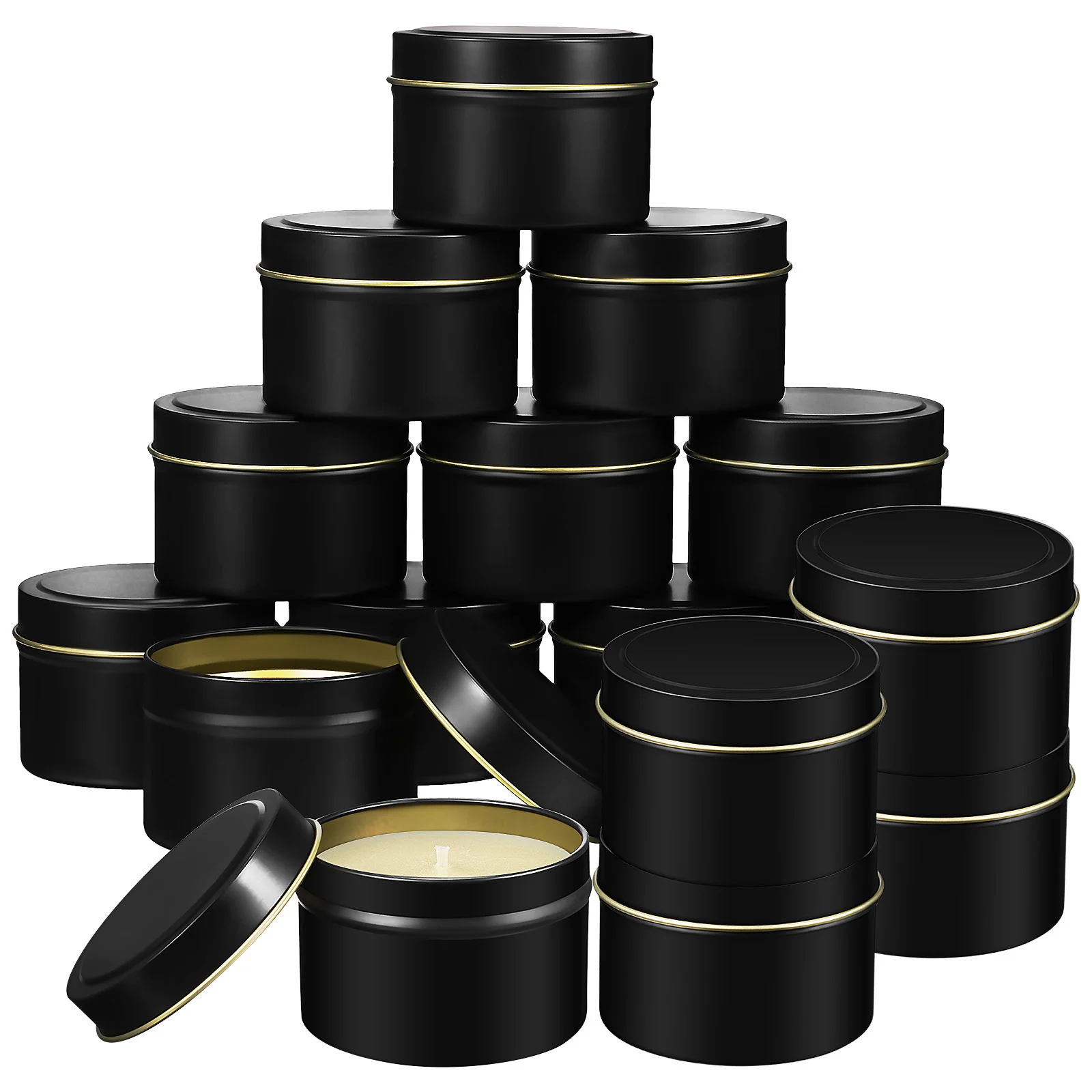 24 Pcs Jar Tinplate Aromatherapy Empty (black) Pieces Tins For Making Candles Jars Container Storage Metal