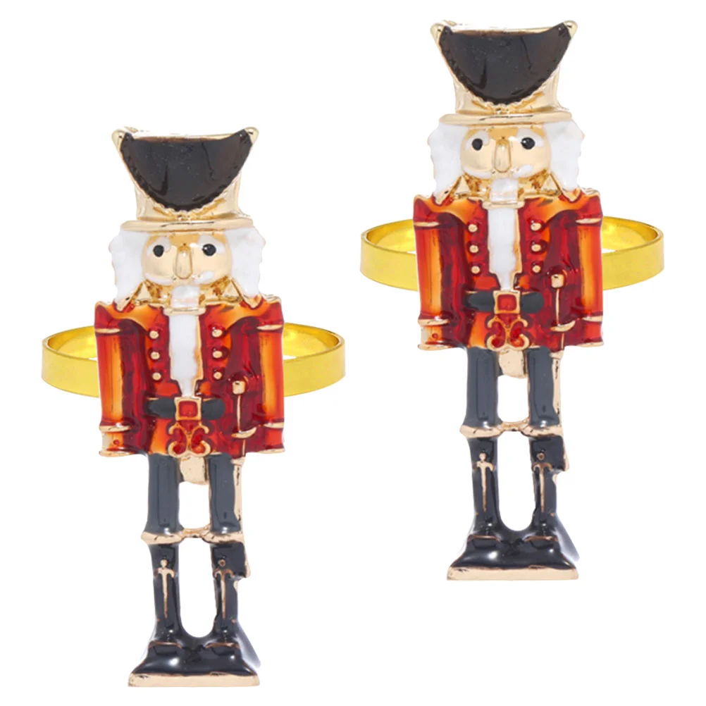 

2 Pcs Napkin Rings Christmas Holding Buckle 500X400X400CM Nutcracker Decor Shaped Holder Dining Room