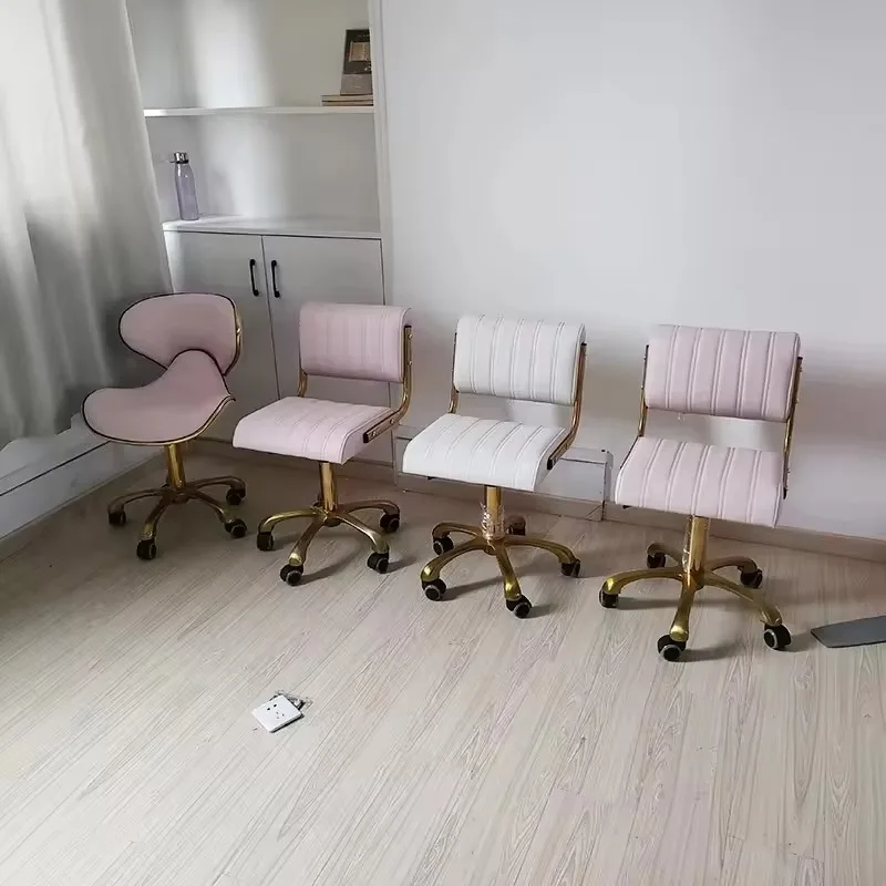Modern Beauty Cheap Pink High Quality Gold Legs Nail Salon Chair Pedicure Stool for Sale