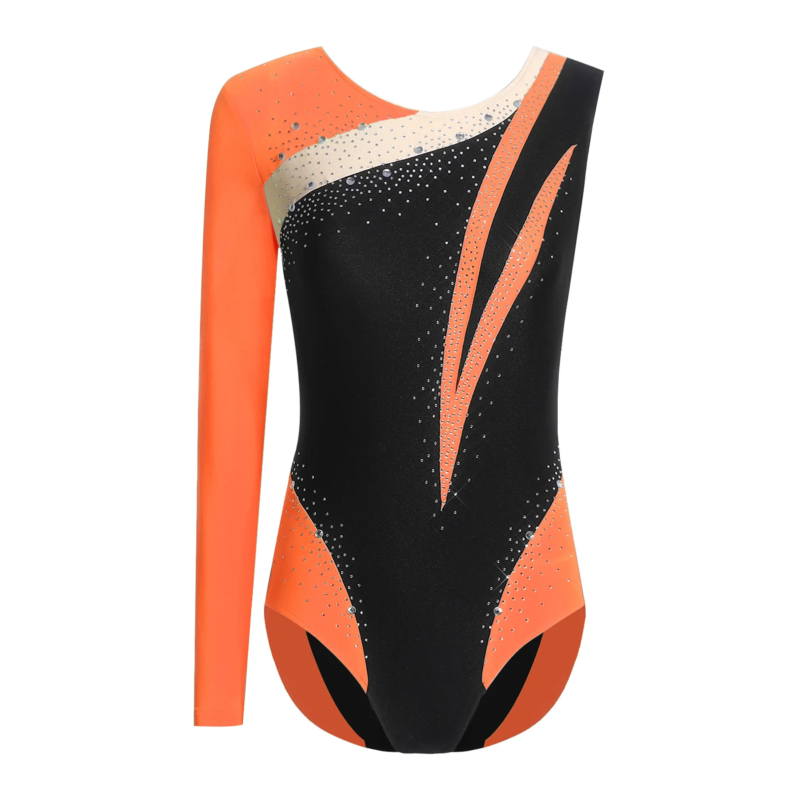 Frauen Glänzende Strass Eiskunstlauf Künstlerische Gymnastic Trikot Eine Schulter Ballett Tanz Body Rhythmische Akrobatik Kostüm