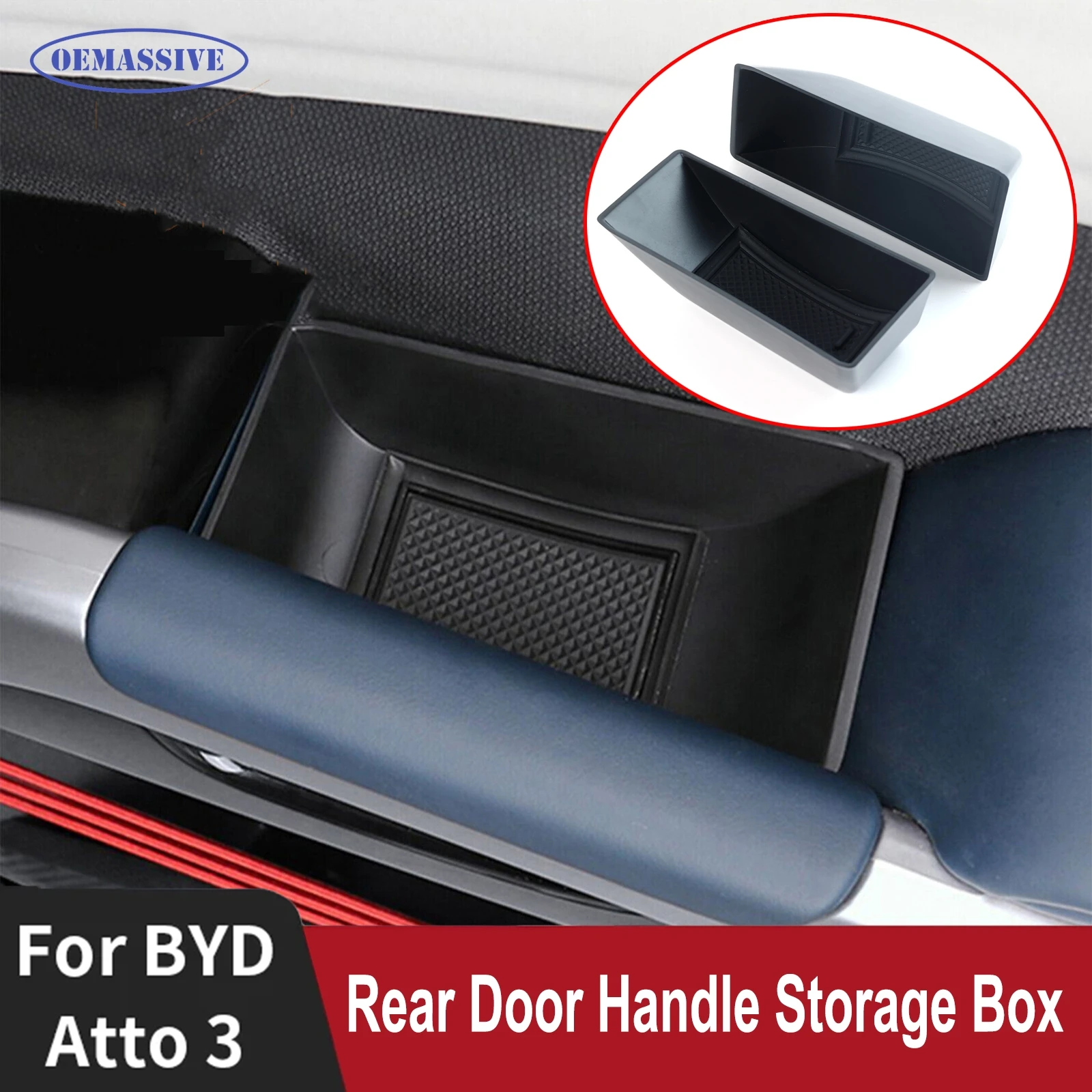 Rear Door Handle Storage Box Car Accessories Door Side Container Holder Stowing Tidying For BYD Atto 3 Yuan Plus 2022 2023 2024