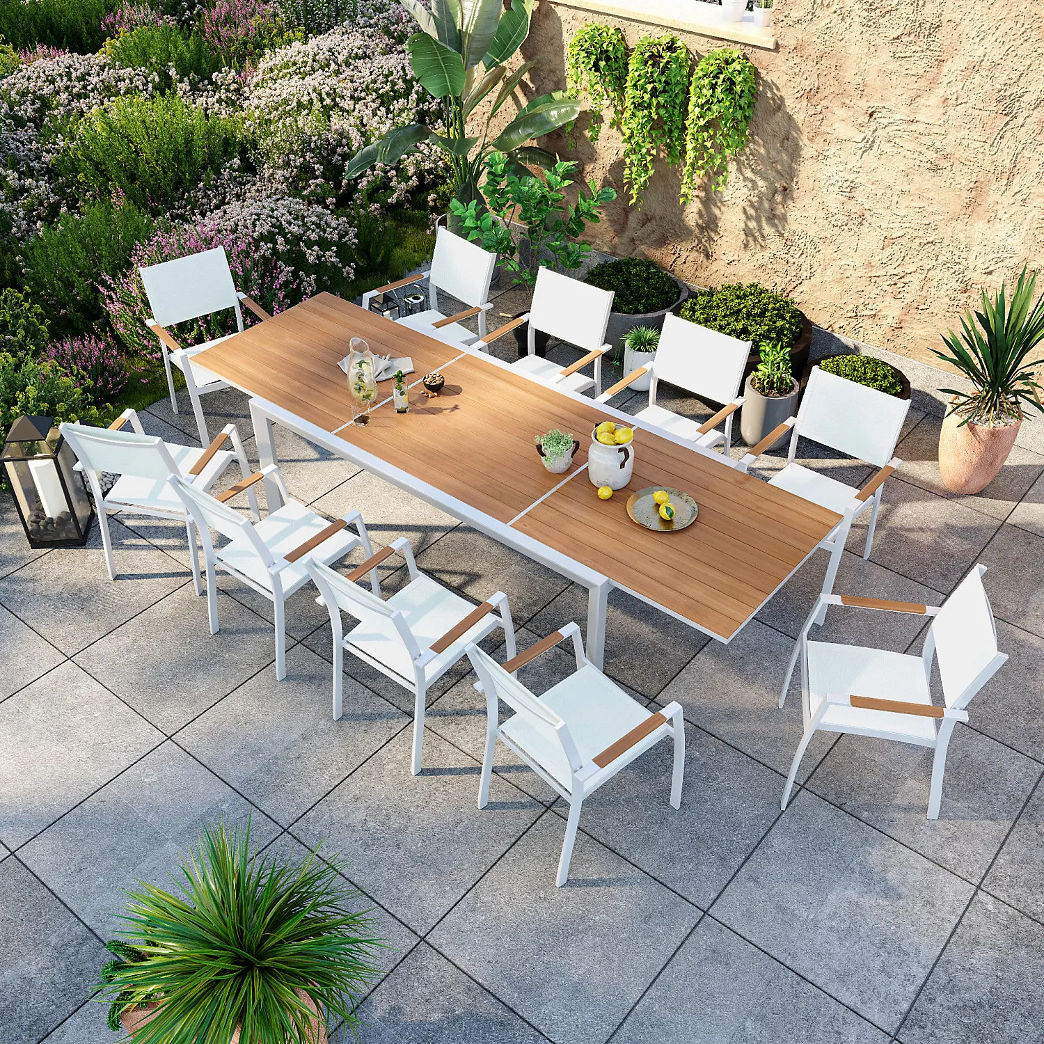 Outside Armchairs Garden Dining Chair With Extendable Table Backyard Dining Set Comfortable Outdoor Dinning Chair With Table