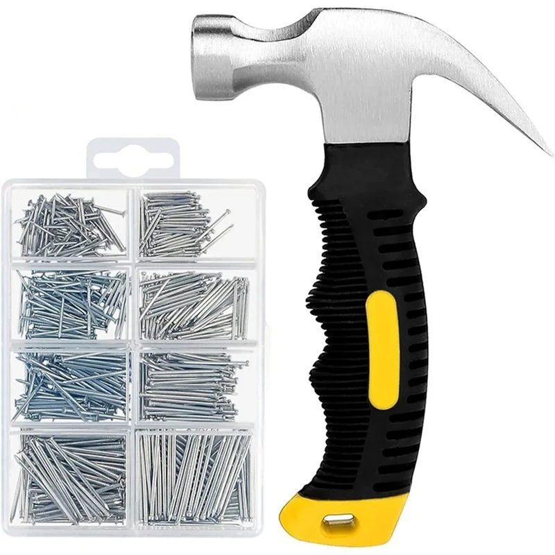 AA20-601 Pcs Nail Assortment Kit And Small Hammer, Nails For Hanging Pictures, Nails For Wall, Picture Hanging Nails