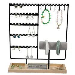 Jewelry Storage Rack Large Capacity Display Stand Detachable Wooden Holder Bracelet Necklace Watch Earrings Jewelry Organizer