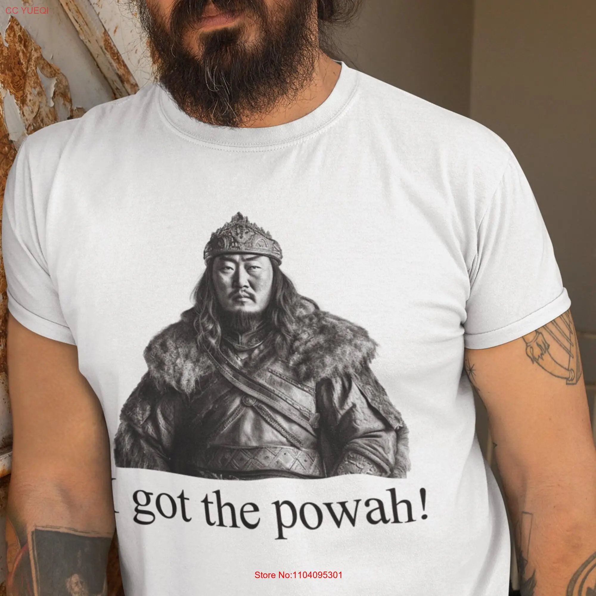 Genghis Khan T Shirt Funny Historical Characters I've got the powah long or short sleeves