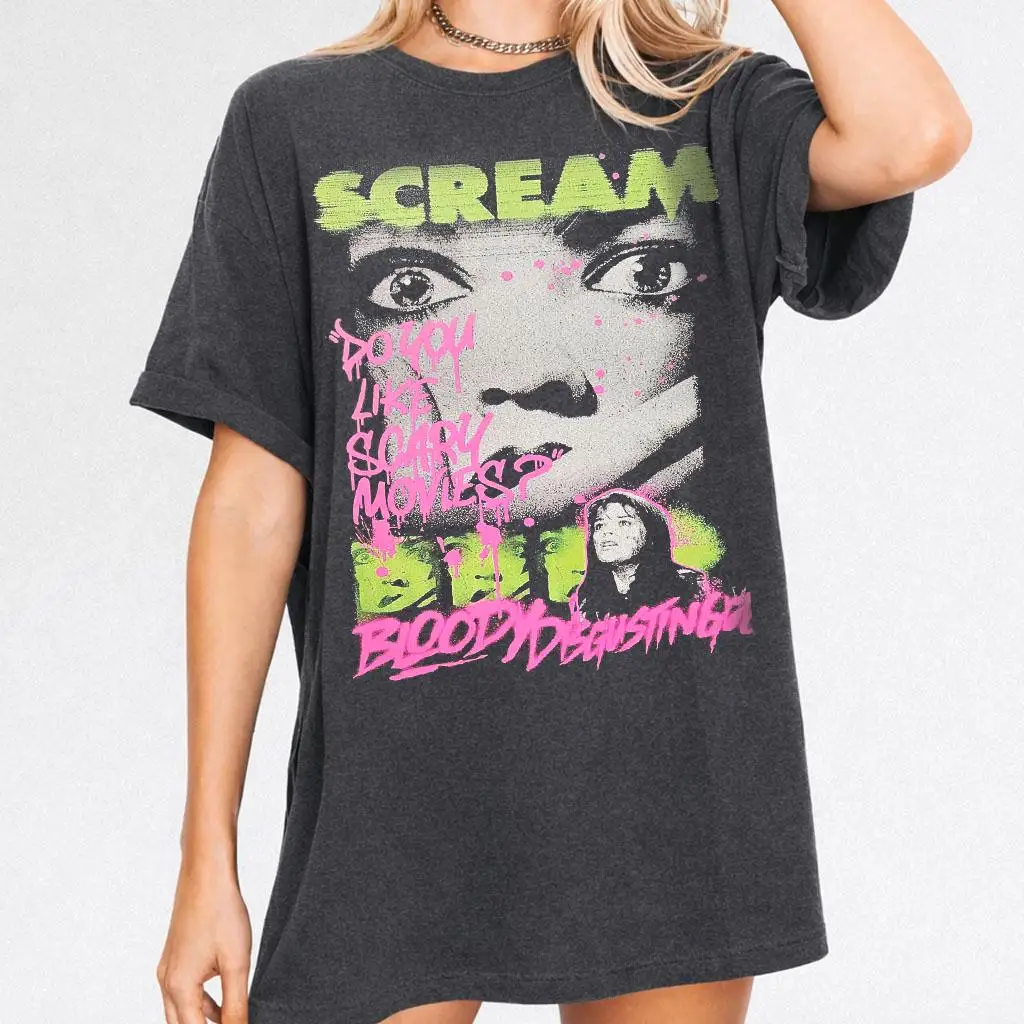 Vintage Horrorfilm Scream Unisex-Shirt - Grafik-T-Shirt - y2k-Shirt – Detail 5