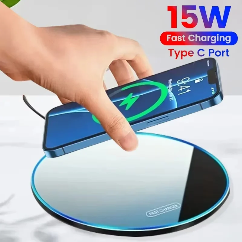 Soporte de cargador inalámbrico de 15W, carga inalámbrica de escritorio para iPhone 17 16 15 Samsung Xiaomi, estación de carga rápida de inducción