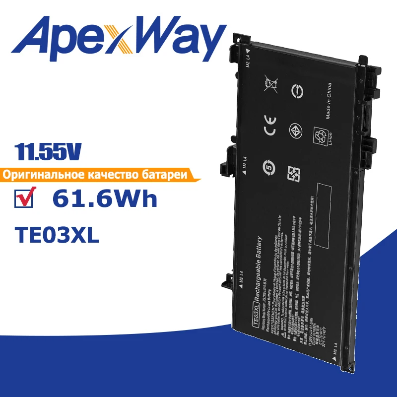 

Аккумулятор Apexway TE03XL TE03 для ноутбука Hp Pavilion 15 UHD OMEN 15 15-AX000 15-BC000 15-BC015TX Series 849570-541 TE03061XL