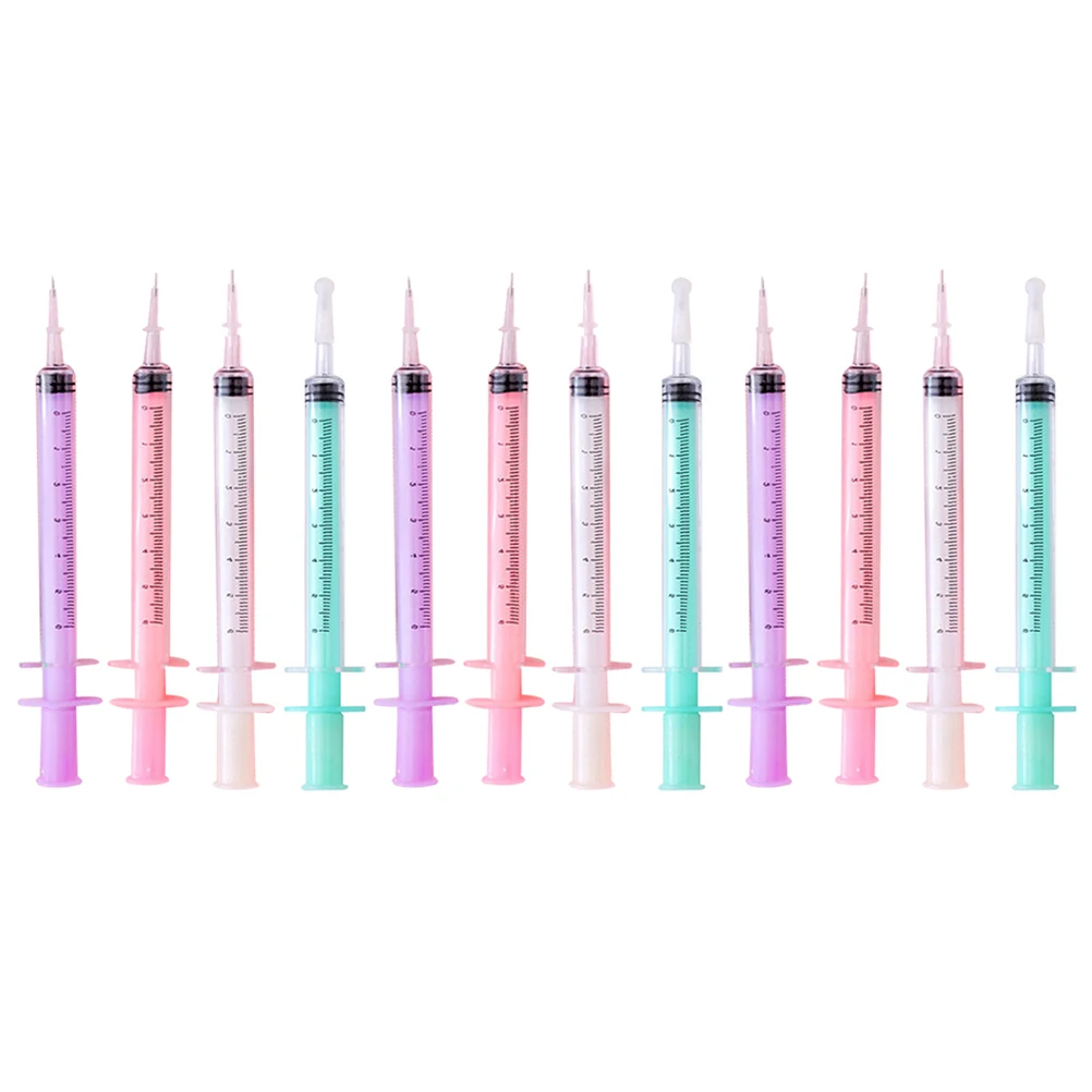 

12Pcs Black Ink Syringe Ballpoint Pens Plastic Gel Pen School Supplies Fun Party Favors for Kids Journals Crafting