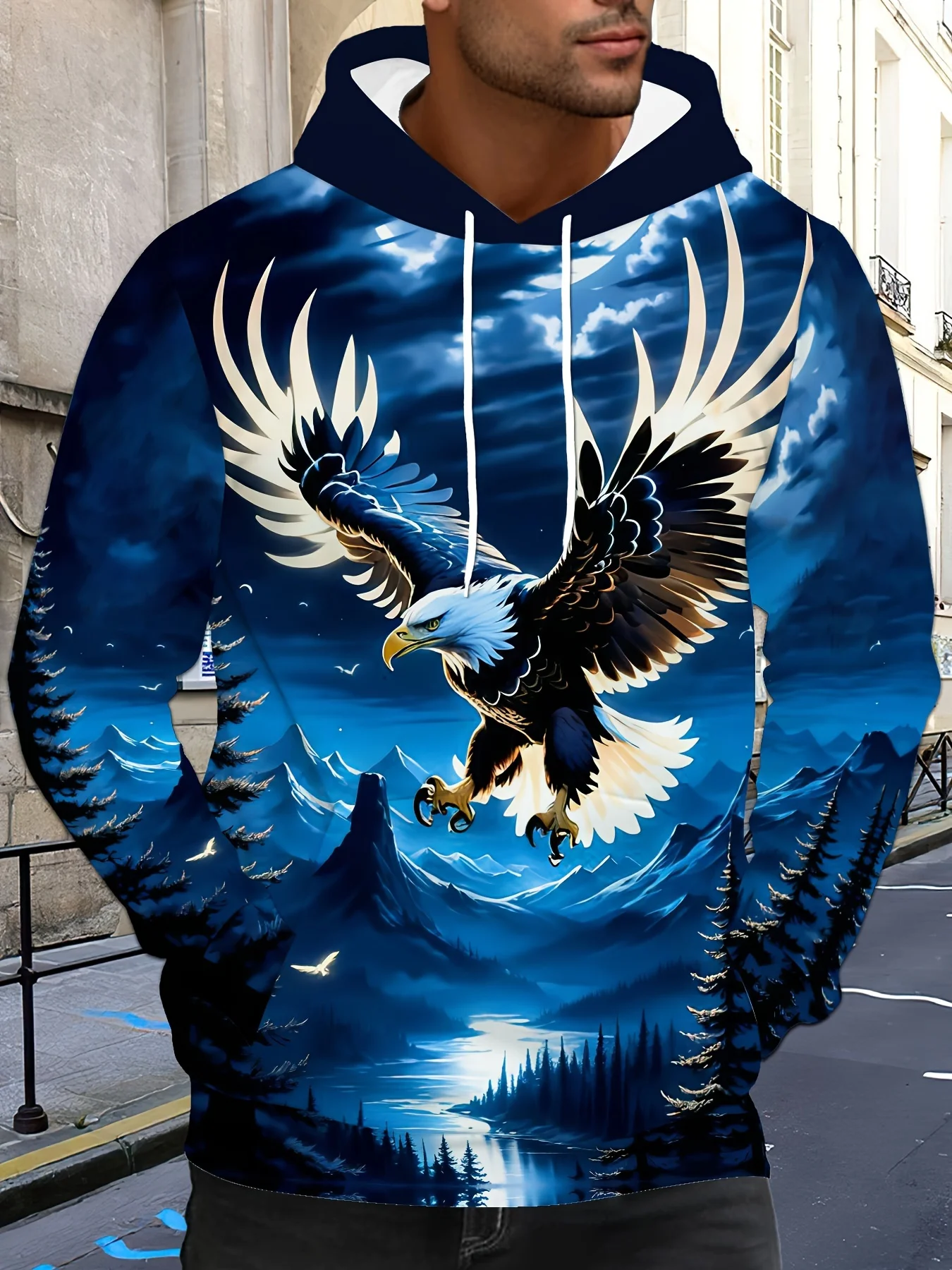 

2025 New Fashion Trend Printed Long Sleeve Hoodie Men's Casual Sweatshirt Breathable Quick Drying Versatile Crew Neck Sweater