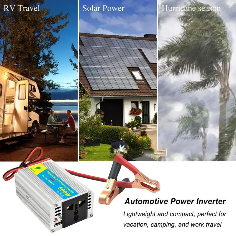 250w Mini Car Inverter 50Hz Sine Wave DC12V to AC220V Charger Converter Auto Power Adapter Supply Generator Power Station
