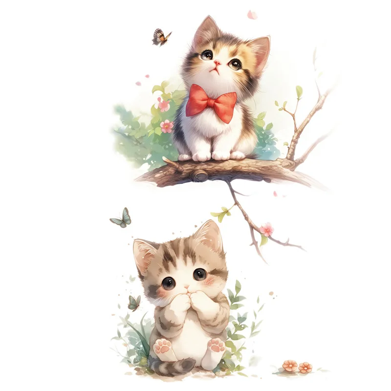 Cute Cat Vinyl Tile Child Wall Stickers For Baby Room Decor Furniture Sticker Wall Decor Adhesive Wallpaper Bedroom Accessories