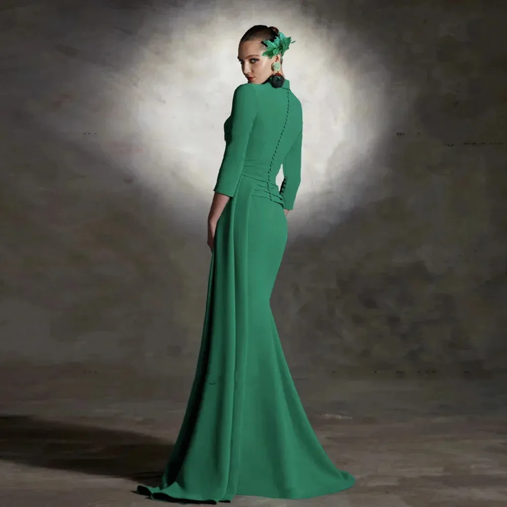 ชุดงานพรอมผ้าซาตินแขนยาวคอวีสำหรับผู้หญิงหรูหราชุดเดรสปาร์ตี้ชุดงานพรอมยาวถึงพื้นสำหรับโอกาสที่ร้อนแรงที่สุด2024