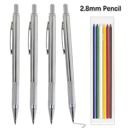New 2.8mm Solid Mechanical Carpenter Pencil All Metal Pen Body 2B Multicolor Lead Architectural Engineering Design Marking Tool