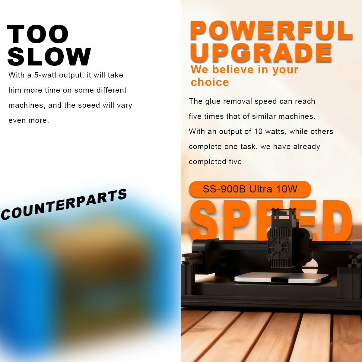 AENBUSLM SS900B Ultra 10W laserschermverwijderingsmachine kan achterglas, beugels en andere componenten verwijderen in verschillende kleuren