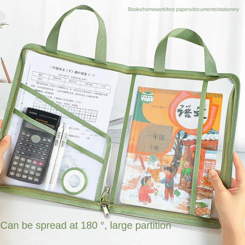 Test Paper Storage Bag Transparent Document Bag 180 Degree Flat Tote Bag Waterproof Book Bag Tutorial Test Paper Bag