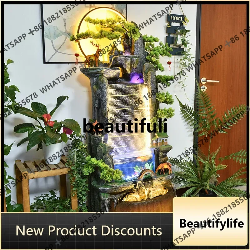 Small and medium-sized Chinese flowing water garden art scene water curtain wall courtyard lobby decoration ornament -5