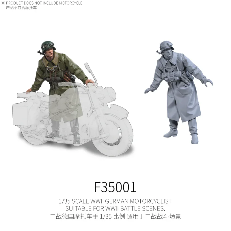 Galaxy 1/35 German Motorcyclist Figures for Military Model Scene 3D Printed Resin Motorcycle Rider