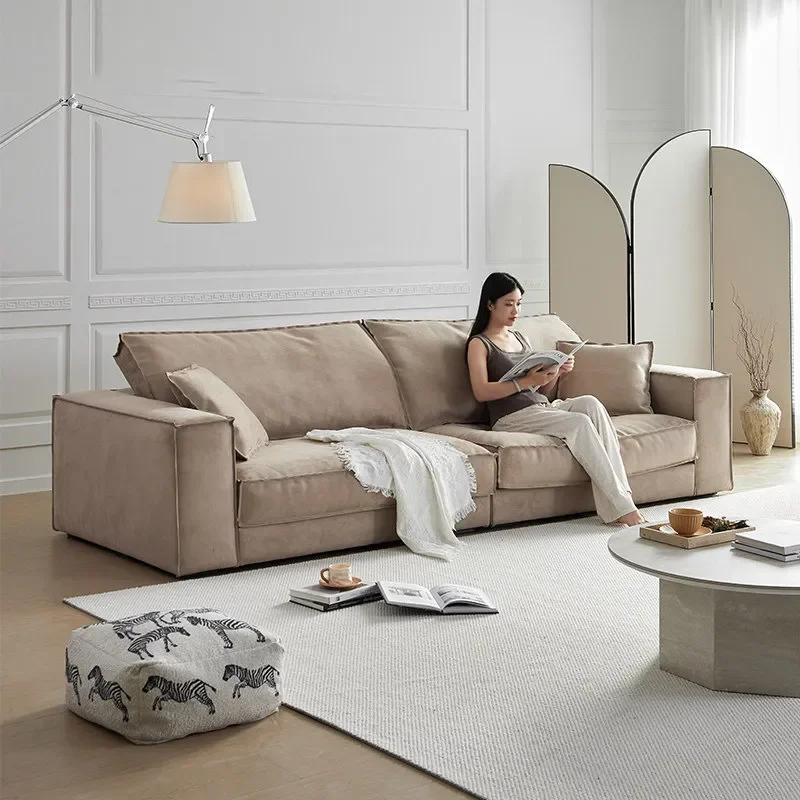 Baxter Budapest Straight Sofa Large Italian Matte Fabric Modern Minimalist Down Filled Living Room Furniture