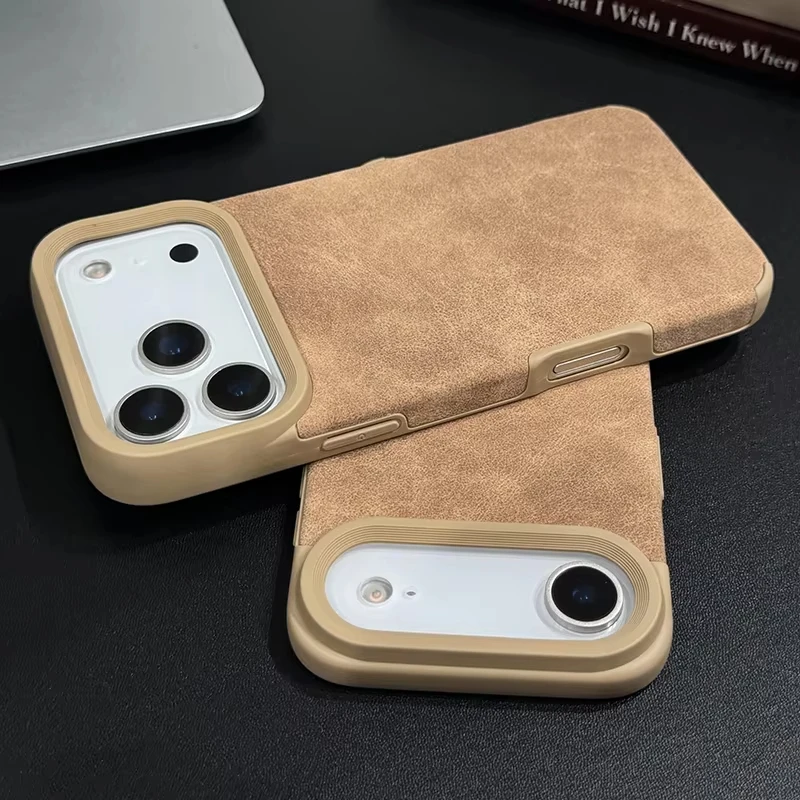 Luxuriöse matte weiche Leder-Handyhülle für iPhone 17 Pro Max Hülle iPhone 16 15 13 12 11 14 Pro Max Air stoßfeste Silikonhülle