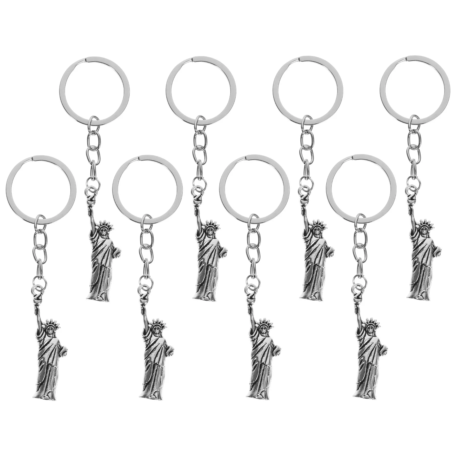 8 Pcs Cute Party Keychain Miss Shackle Statue of Liberty Keychains Metal Liberties