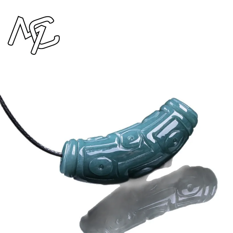 

Подвеска-ожерелье из мьянманского жадеита «Голубая вода» с бусиной Дзи «Девять глаз», роскошное ювелирное изделие, натуральный драгоценный камень, винтажный резной амулет, бирманский