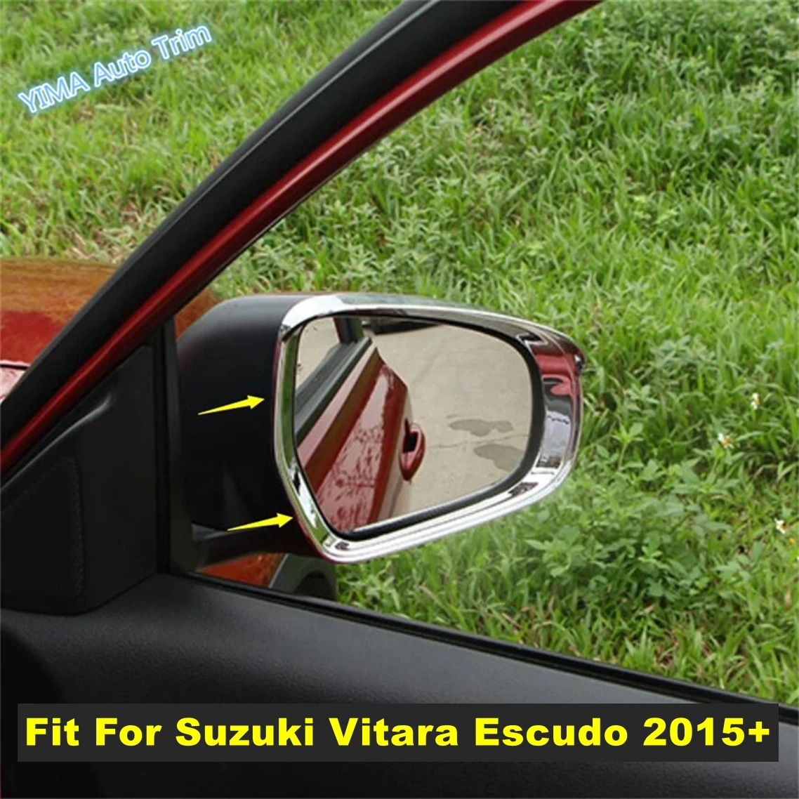 

Chrome Car Rear View Rearview Mirror Rain Eyebrow Decor Cover Trim For Suzuki Vitara Escudo 2015 - 2019 ABS Exterior Accessories