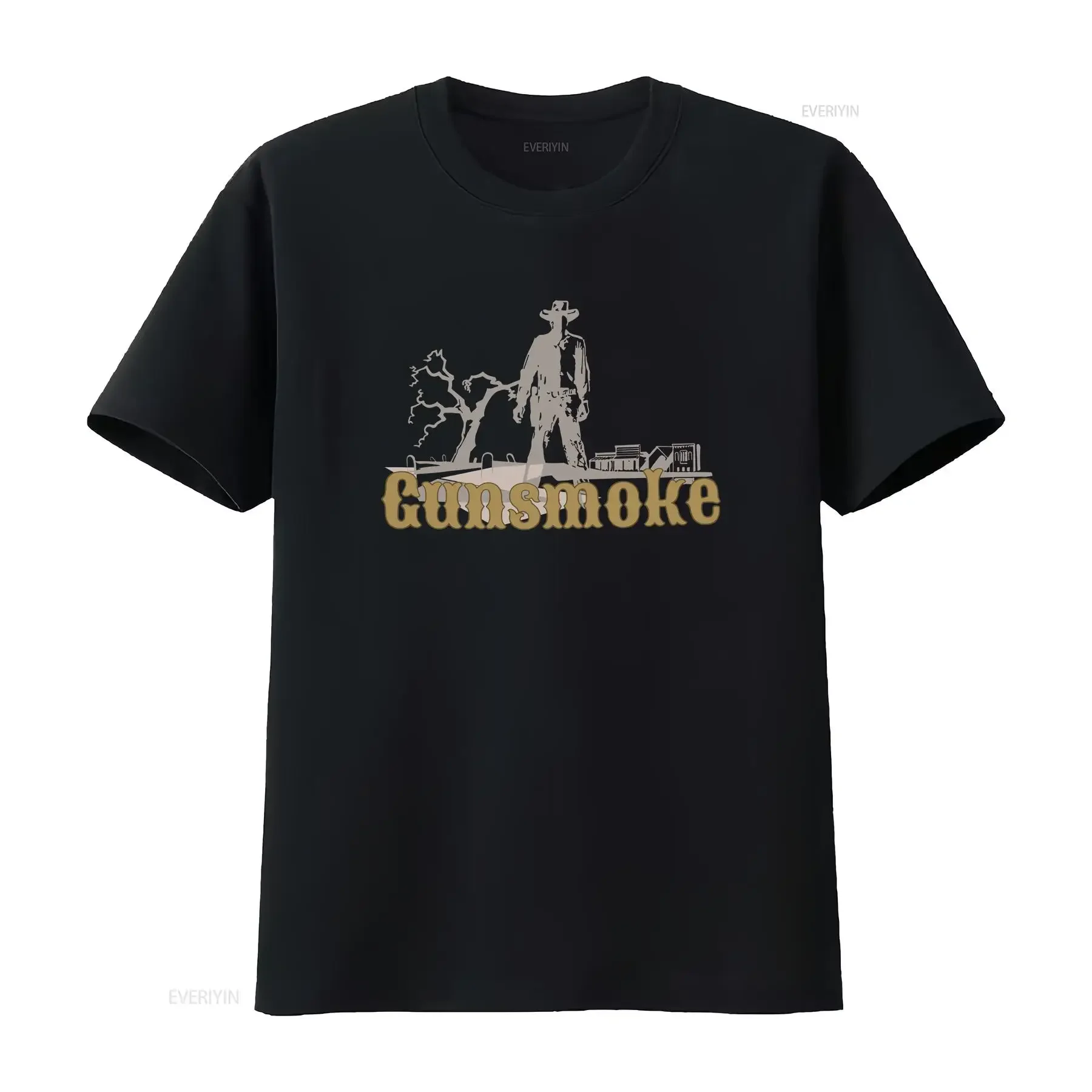 

Gunsmoke Opening T shirt vintage Washed Soft Versatile Comfortable Stylish homme graphic Slightly Unisex Stretched streetwear