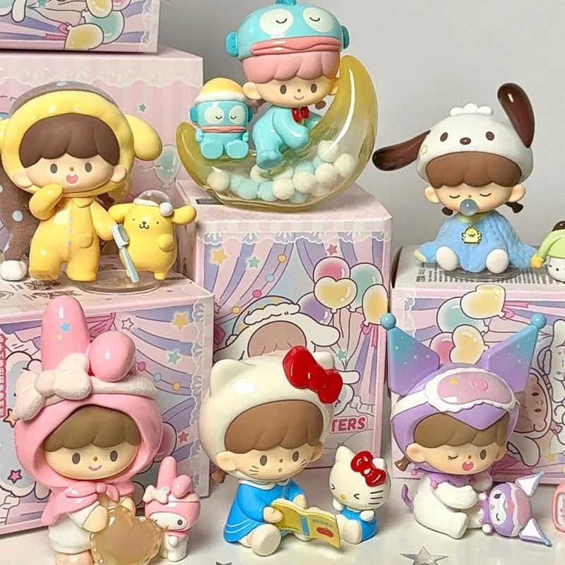 

zZoton Sanrio Character Preparation Before Bedtime Series Blind Box Cute Kuromi Pochacco Action Figure Doll Mystery Surprise Bag