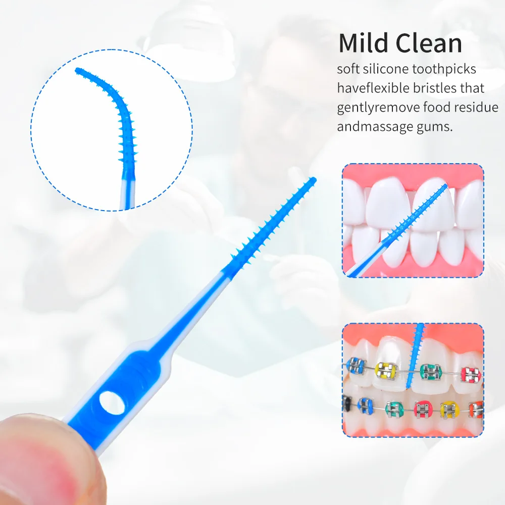 20 Pieces Cleanpik Soft Adhesive Tooth Gap Brush Gingival Massage Brush Cleaning Brush Elastic Massage Tooth Gap