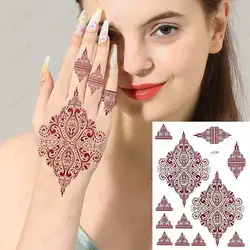 Bruin Henna Tatoeages Vrouwen Waterdichte Tijdelijke Henna Sticker Voor Hand Fake Tattoo Body Art Lace Mehndi Hena Tatoo