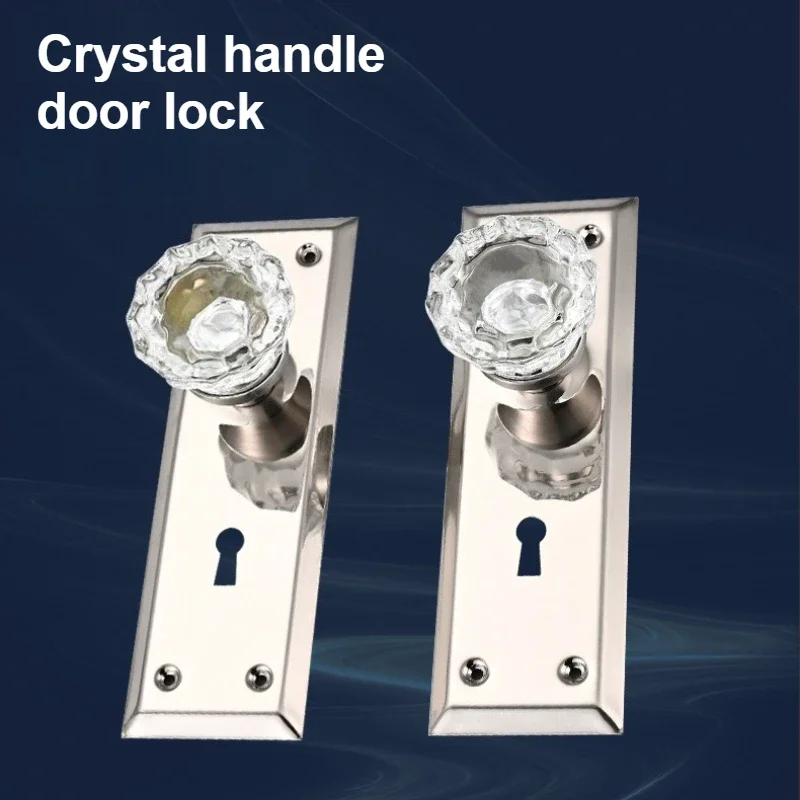 American Retro Crystal Spherical Door Lock With Plug-in Key and Crystal Handle for Key Controlled Door Lock